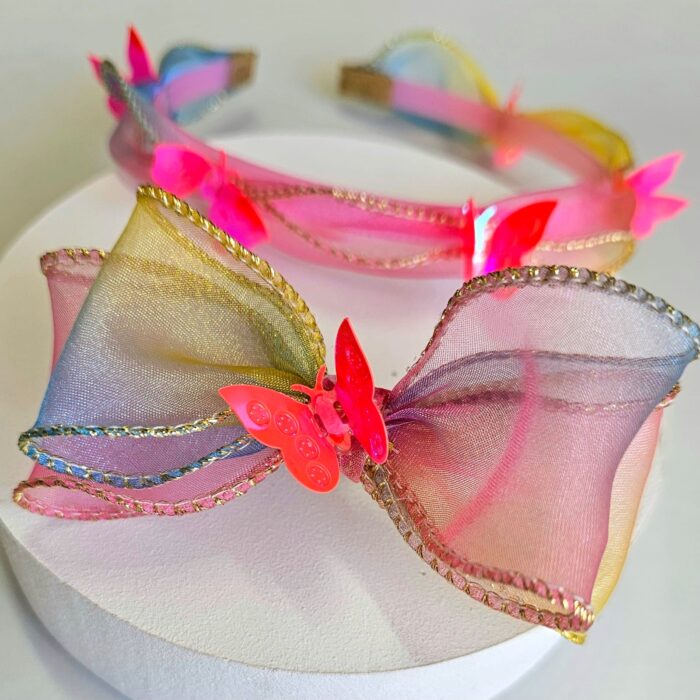 Moño mariposa arcoiris