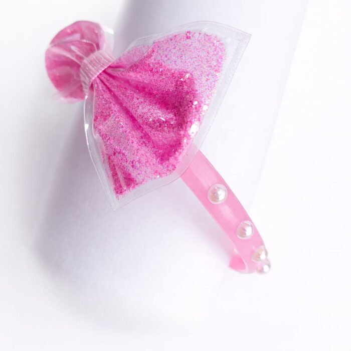 Vincha moño confetti rosa